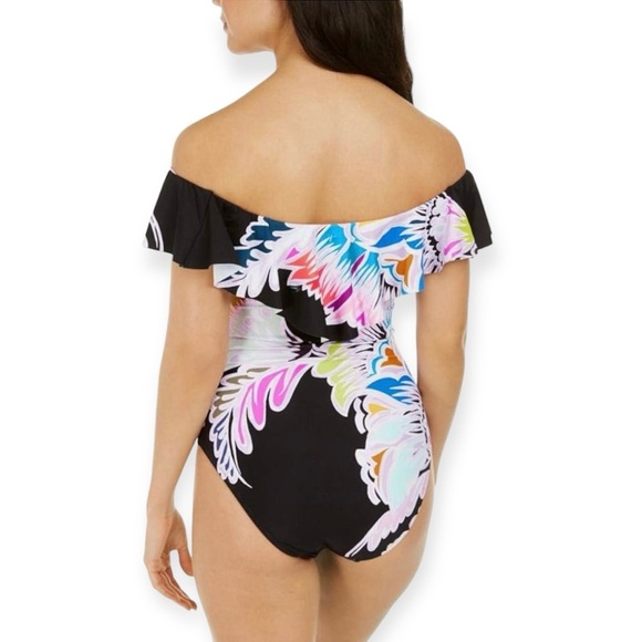 Trina Turk Women's Off-The-Shoulder Ruffle Bandeau One Piece Swimsuit Size 0 - Picture 2 of 10